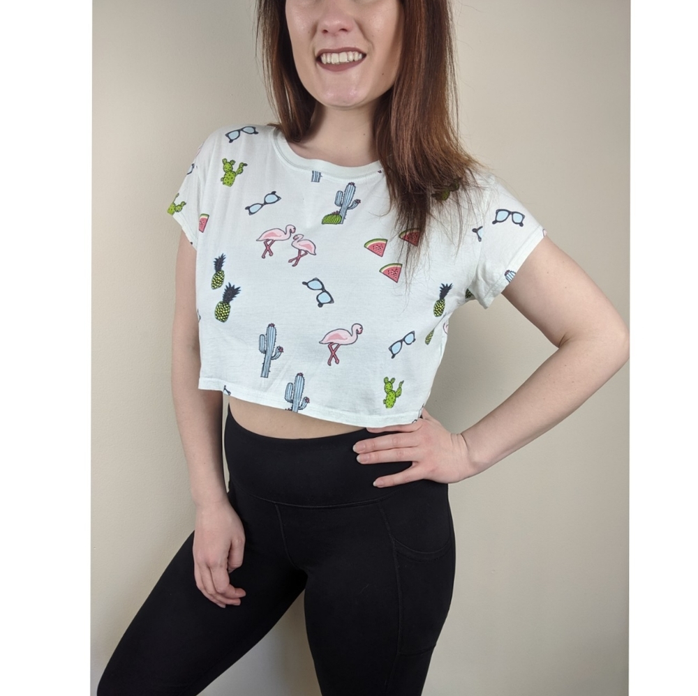 Crop Top by H&M with Cactus Flamingo Watermelon